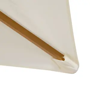 Outsunny Wooden Garden Parasol Sun Shade Patio Umbrella Canopy Cream White