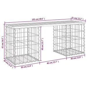 Berkfield Garden Bench Gabion Design 103x31x42 cm Solid Wood Pine