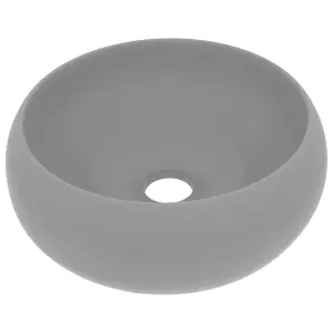 Berkfield Luxury Wash Basin Round Matt Light Grey 40x15 cm Ceramic