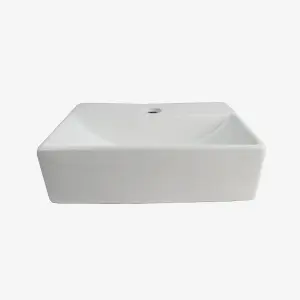 Nes Home 375mm x 110mm Bathroom Peregrine Cloakroom Counter Top or Wall Hung Ceramic Basin Sink and Fittings