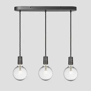 Industville Sleek Edison Oval Cluster Lights, 3 Wire, Pewter