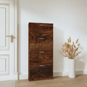 Shoe Cabinet Smoked Oak 59x17x150 cm Engineered Wood