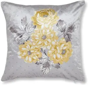 Dunelm Ashbourne Grey Cushion, Shabby Chic, Yellow, Ochre