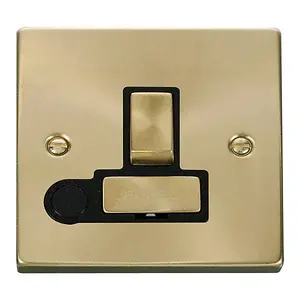 Satin / Brushed Brass 13A Fused Ingot Connection Unit Switched With Flex - Black Trim - SE Home