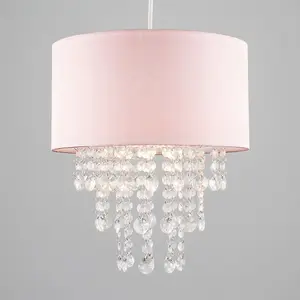 ValueLights Jesmond Acrylic Jewel Effect Droplet Pink Ceiling Pendant Light Shade