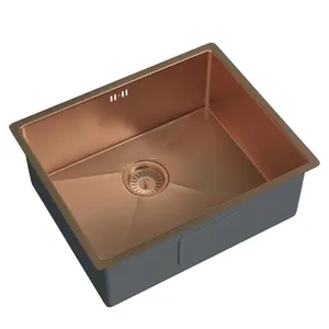 Liquida EL540CP 1.0 Bowl Brushed Copper Undermount Kitchen Sink With Waste