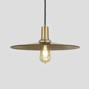 Industville Sleek Flat Pendant, 15 Inch, Brass, Brass Holder