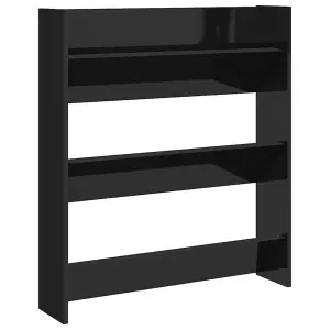 Berkfield Wall Shoe Cabinet High Gloss Black 80x18x90 cm Engineered Wood