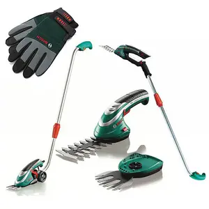 Bosch ISIO III Cordless Shrub + Grass Shear Hedge Cutter Multi Tool Set + Handle