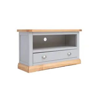 Bomporto Light Grey 1 Drawer TV Cabinet Chrome Cup Handle