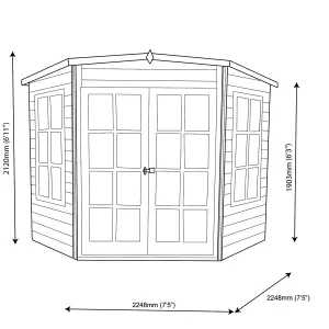 Shire Hampton 8x8 ft Toughened glass & 2 windows Pent Wooden Summer house