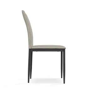 Set Of 6 Monza Fabric Dining Chair Modern Padded Seat Metal Legs Kitchen (Beige)