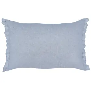 Set of 2 Cushions SASSAFRAS Linen 30 x 45 cm Solid Light Blue