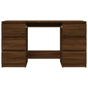 Berkfield Writing Desk Brown Oak 140x50x77 cm Engineered Wood