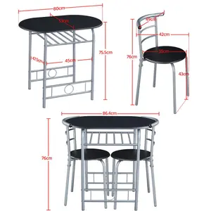 2 - Person Dining Set Black/Silver / 76" H x 49" W x 43" D