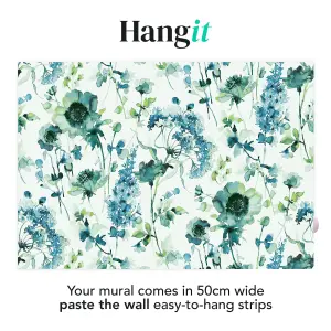 Art For the Home Watercolour Floral Blue Green Print To Order Fixed Size Mural