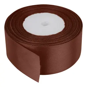 40mm Brown Double Sided Satin Polyester Ribbon Roll, 25 metres