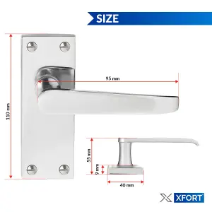 XFORT Lever Latch Flat Polished Chrome Door Handles, 4 Pair