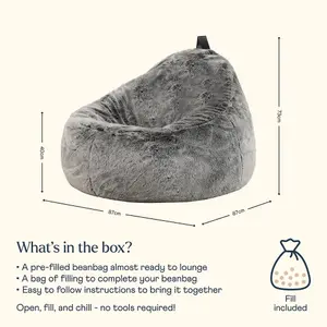 icon Cocoon Faux Fur Bean Bag Arctic Wolf Grey Bean Bag Chairs