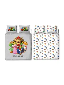 Nintendo Super Mario Bros Here We Go Double Duvet Cover and Pillowcase Set