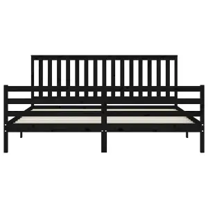 Berkfield Bed Frame with Headboard Black 200x200 cm Solid Wood