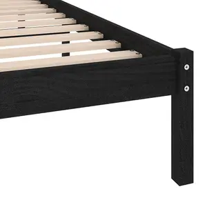 Berkfield Bed Frame Black Solid Wood Pine 100x200 cm