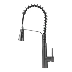 Pre-rinse Pull Down Kitchen Tap Stainless Steel and Brass Kitchen Faucet in Grey