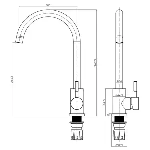 UK Home Living Avalon Icon Black Kitchen Mixer Tap