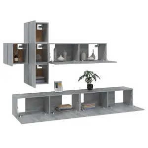 Berkfield 7 Piece TV Cabinet Set Grey Sonoma Engineered Wood