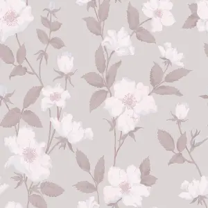 Laura Ashley Fleurir Sugared violet Floral Smooth Wallpaper