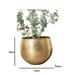 Melody Maison Medium Gold Hammered Metal Planter 30cm x 28cm