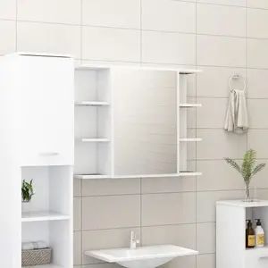 Berkfield Bathroom Mirror Cabinet White 80x20.5x64 cm Engineered Wood