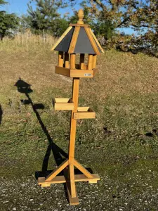 Simply Wood Palmer Bird Table Slate Roof with FREE Bird Seed