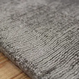 Grey Handmade , Luxurious , Modern , Plain Easy to Clean Viscose Rug for Living Room, Bedroom - 66 X 240 (Runner)