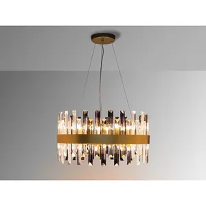 Luminosa Grace 14 Light Pendant Ceiling Light Brushed Gold, Transparent, G9