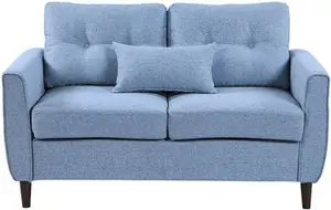 HOMCOM 2 Seater Sofa Loveseat With Armrests Light Blue | Robert Dyas