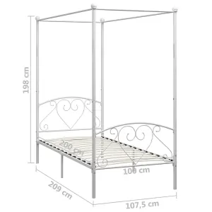 Berkfield Canopy Bed Frame White Metal 100x200 cm