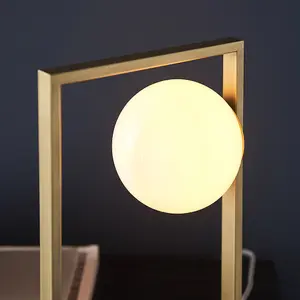 Luminosa Ravello Table Lamp Brushed Gold Finish & Gloss Opal Glass