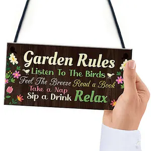 Red Ocean Garden Signs And Plaques For Outside Garden Rules Sign Novelty Hanging Plaque Summer House Sign Shed Sign Friendship