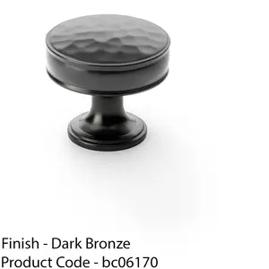 Round Hammered Door Knob - Dark Bronze 38mm Diameter Cupboard Pull Handle