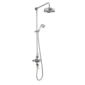 Georgina Traditional Chrome Thermostatic Dual Shower Kit with Fixed Head & Handset