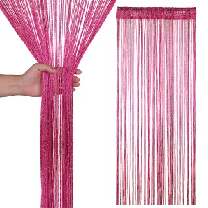 String Curtain Panel Spaghetti Tassel Curtain, 200cm x 90cm - Hot Pink