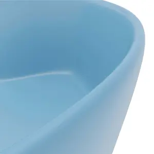 Berkfield Luxury Wash Basin with Overflow Matt Light Blue 36x13 cm Ceramic