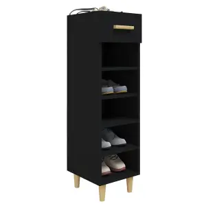 Berkfield Shoe Cabinet Black 30x35x105 cm Engineered Wood