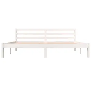 Berkfield Bed Frame Solid Wood Pine 180x200 cm White Super King Size