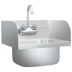 Berkfield Commercial Hand Wash Sink with Faucet Stainless Steel