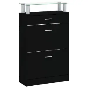 Berkfield Shoe Cabinet Black 63x24x104 cm Engineered Wood