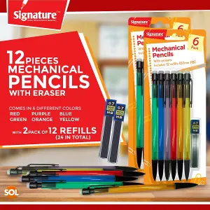 12pk Mechanical Pencil 0.7mm HB - Mechanical Pencils Set, 24 Lead Refills - Propelling Pencils Mechanical 0.7mm Mechanical Pencils