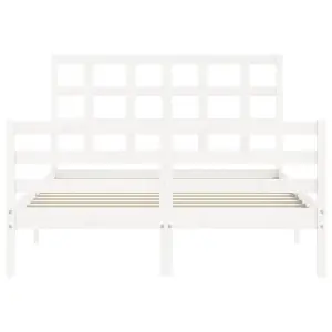 Berkfield Bed Frame with Headboard White 140x190 cm Solid Wood