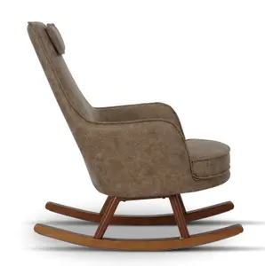 Faux Leather Light Brown Galilea Rocking Chair